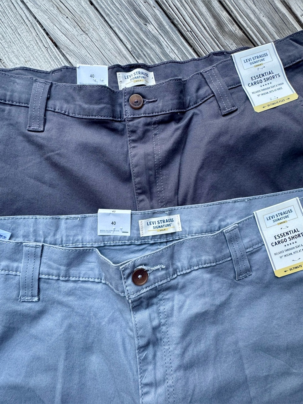 Levi's Men's Cargo Shorts - 2 Pairs Dark Gray & Light Gray Size 40